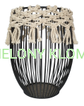 Lampion Metalowy Czarny Z Makramą