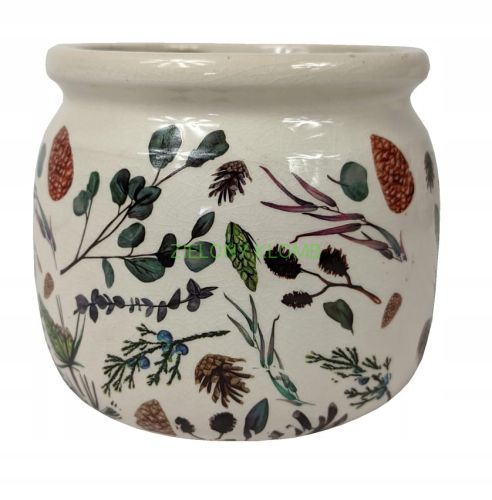 Ceramiczna Osłonka Doniczka Kremowa Szyszka 15 W2