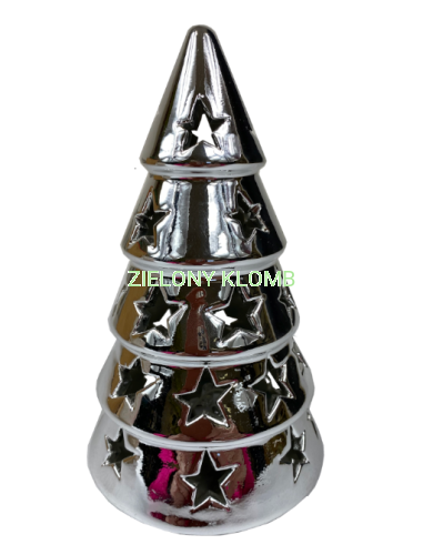 Figurka Ceramiczna Choinka Srebrna Led 15CM