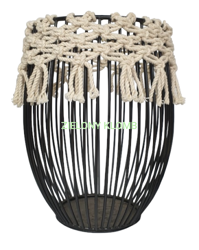Lampion Czarny Z Makramą
