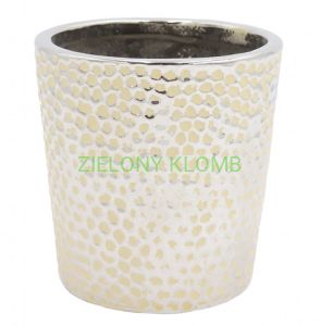Doniczka Osłonka Ceramiczna Srebro 13cm Polnix