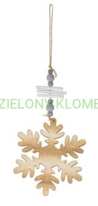 Zawieszka Wisząca Drewniana Gwiazda Śnieżynka