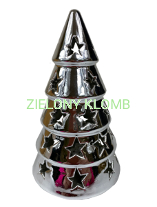 Figurka Ceramiczna Choinka Srebrna Led 15CM