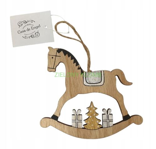 Drewniany Konik Na Biegunach Ozdoba 11cm Dakls