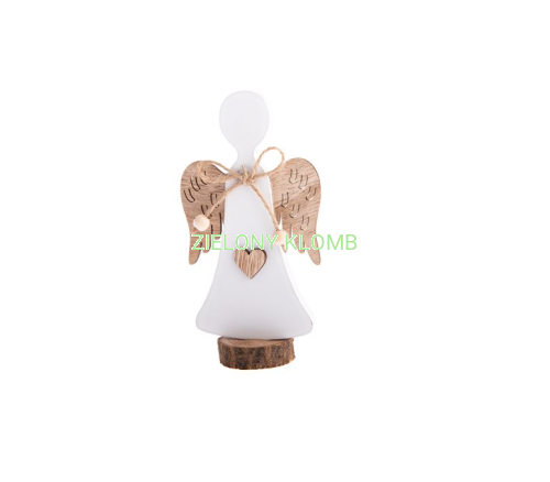 Drewniany Aniołek Serduszko Figurka 15CM Biały
