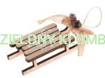 Drewniane Sanki Saneczki Małe Z Szyszką I Dzwoneczkami 12CM